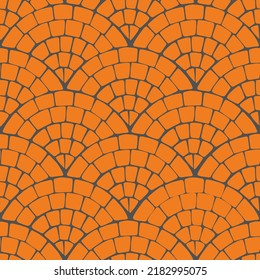 Orange Fan Bricks Illustration Seamless Pattern