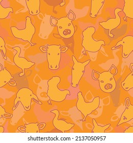 Orange Farm Animal Pattern Design