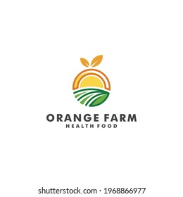 Orange farm logo design. fresh food vector illustration