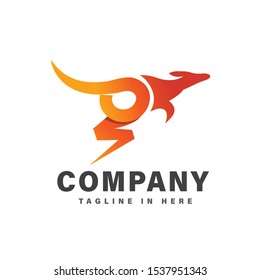 orange Fast jump kangaroo electric logo design inspiration