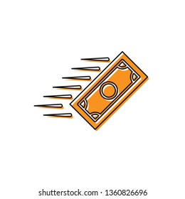 Orange Fast payments icon isolated on white background. Fast money transfer payment. Financial services, fast loan, time is money, cash back concept. Vector Illustration