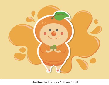 Orange orange fat boy with orange splashing water