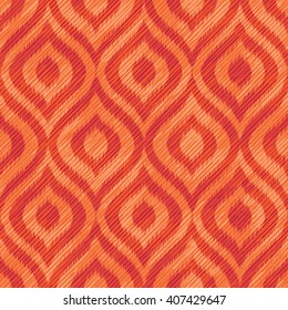 Orange faux ikat diagonal stripe textured pattern seamless vector background tile

