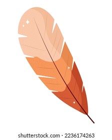 orange feather design over white