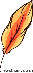 Orange feather, illustration, vector on white background.