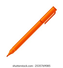 Orange felt tip marker pen with caps off. Flat vector illustration isolated on white background. Art supply concept. Perfect for creative projects