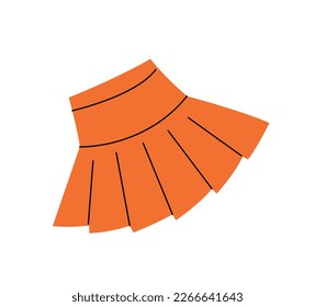 Orange female skirt concept. Summer clothes for hot weather. Holiday and vacation in tropical countries. Fashion, trend and style. Garment and apparel. Cartoon flat vector illustration