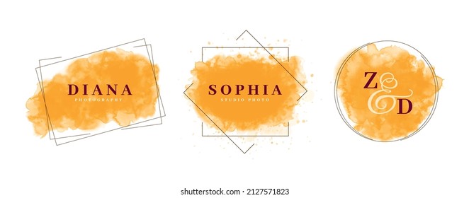 orange feminine logo vector template in watercolor style