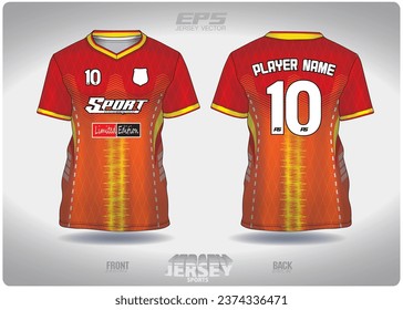 orange fence pattern design, illustration, textile background for sports t-shirt, football jersey shirt mockup for football club. consistent front view