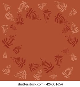 Orange Fern frame. Vector illustration