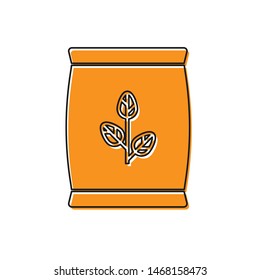 Orange Fertilizer bag icon isolated on white background.  Vector Illustration