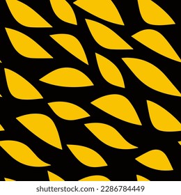 orange figures on a black background. seamless pattern background petals. vector illustration