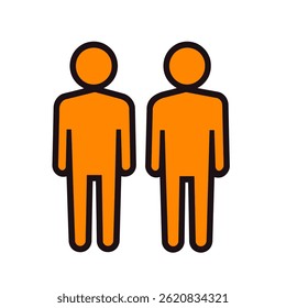 Orange figures stand outlined together isolated