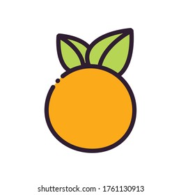 orange fill and line style icon design, Fruit healthy organic food sweet and nature theme Vector illustration