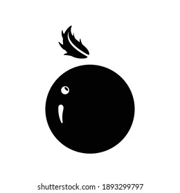 Icono relleno de naranja. Logo de la fruta. Blanco y negro. Sencillo. Para logotipo, icono, símbolo y signo
