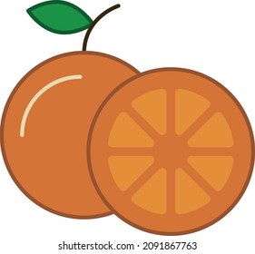 Orange Filled Outline Icon Fruit Vector