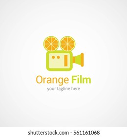 Orange Film Logo Design Vector. Flat Style Design