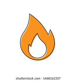 Orange Fire flame icon isolated on white background. Heat symbol. Vector Illustration