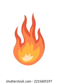 Icono de llama de fuego naranja. Símbolo de fuego, fuego, advertencia de peligro. Elemento de diseño, pictograma. Ilustración vectorial plana aislada en fondo blanco