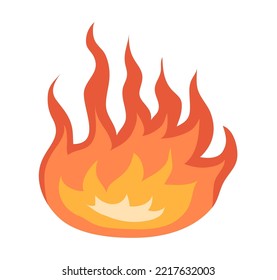 Orangefarbene Flamme-Symbol. Symbol für Feuer, Feuer, Gefahrenwarnung. Design-Element, Piktogramm. Flache Vektorgrafik einzeln auf weißem Hintergrund