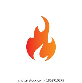 Orange Fire Flame icon vector on a white background
