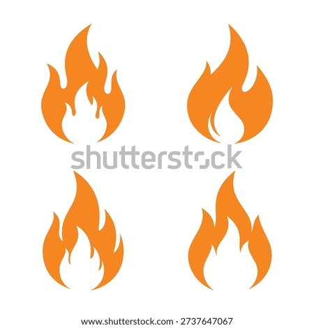 Orange fire flame logo collection
