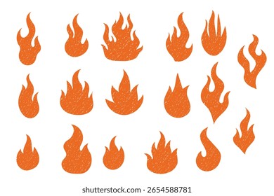 Orange Feuer Flammen mit Kreide Buntstift Textur Design