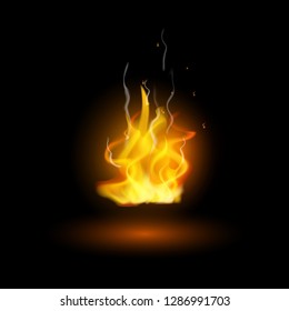 Orange fire on bkack background vector illustration 
