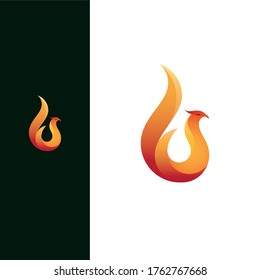 Orange firebird like fire, vertical logo