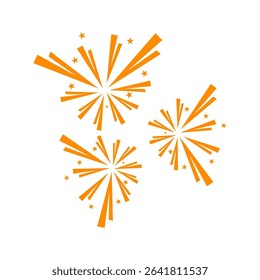 Orange Fireworks Burst Celebration Festive Starry Night Design