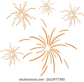Orange fireworks burst vector illustration.