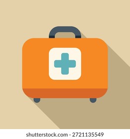 Orange first aid kit closed, showing the medical cross symbol, for helping injured people