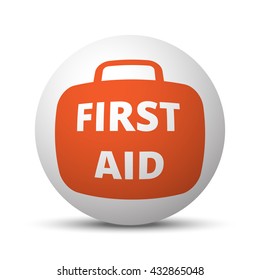 Orange First Aid Kit icon on white ball