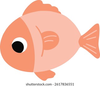 Orange fish cartoon collage on transparent background