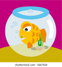 orange fish in fishbowl cartoon