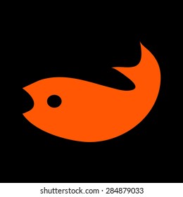 Orange  Fish Icons on a black background