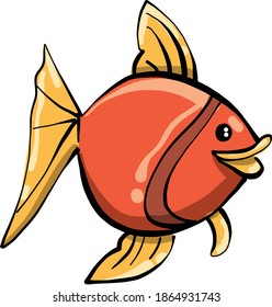 Orange fish, illustration, vector on white background.