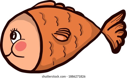 Peixe laranja, ilustração, vetor sobre fundo branco