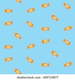 Orange fish pattern on blue background