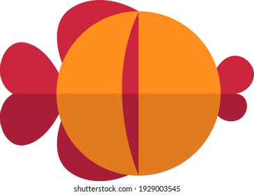 Orange fish with red fins, illustration, vector on white background.