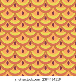 Orange fish scale lines on a seamless pattern background. Lap tiles with mermaid tail pattern for decoration.