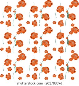 Orange Fish Seamless Pattern. Vector Illustration.