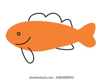 Orange fish simple silhouette icon. Sign swimming fish isolated on white background. Sea life symbol. sea Ocean aquatic animal Vector illustration 