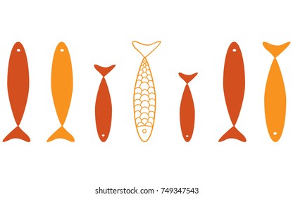 Orange Fish vector icon on white background. Isolated illustration.