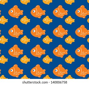 Orange fishes, seamless pattern of fish