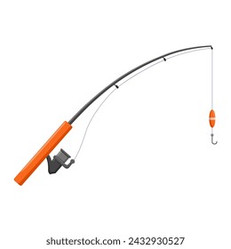 Orange fishing rod isolated on a white background. Vector illustration