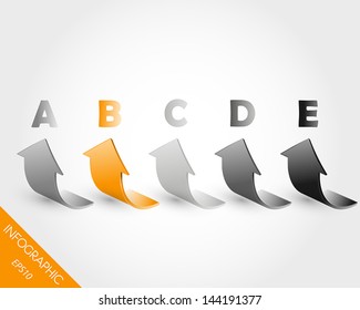orange five infographic 3D arrows. infographic concept.