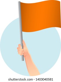 orange flag in hand icon