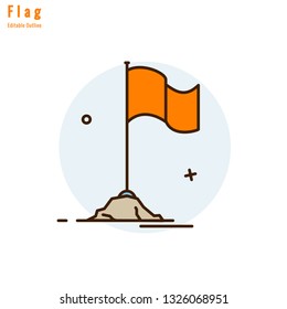 Orange Flag, Flag icon, Bhagwa (saffron) color Symbolize religious culture and spirituality, Thin line editable stroke