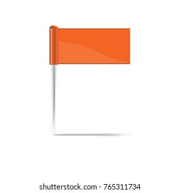 Orange flag pin isolated on a white background